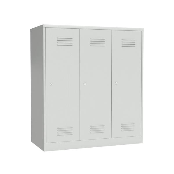 Металлический гардеробный шкаф для раздевалок на подставке с ящиком