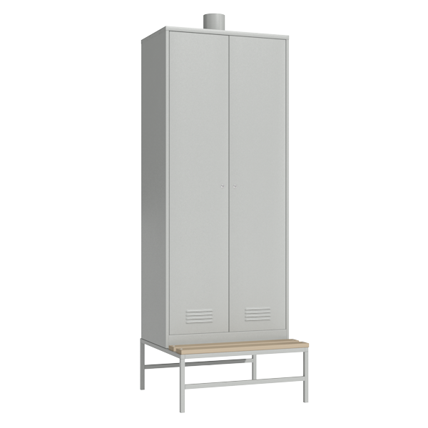 Шкаф для одежды с вентиляцией на подставке со скамьей