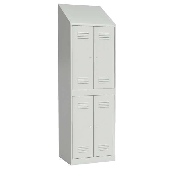 Шкаф для раздевалок 4-х секционный с наклонной крышей артикул 24611