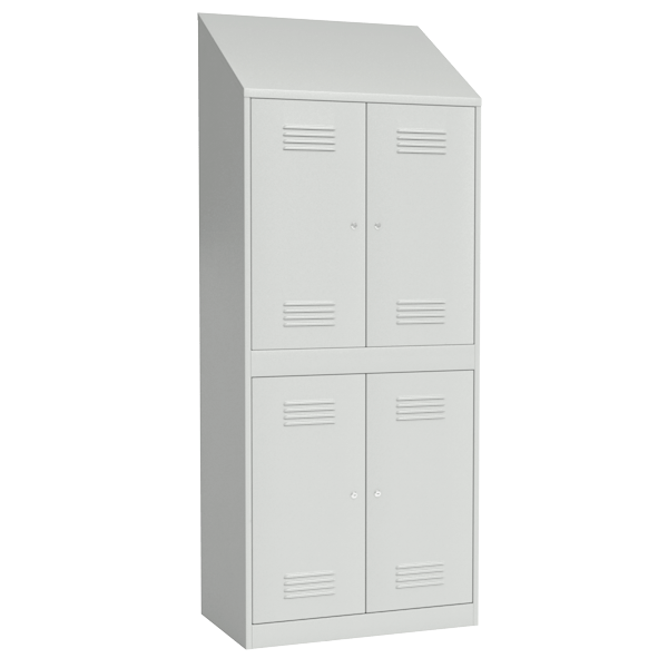 Шкаф для раздевалок 4-х секционный с наклонной крышей артикул 24811