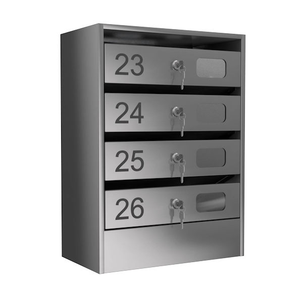 Металлический почтовый ящик на 4 ячейки серия Базис