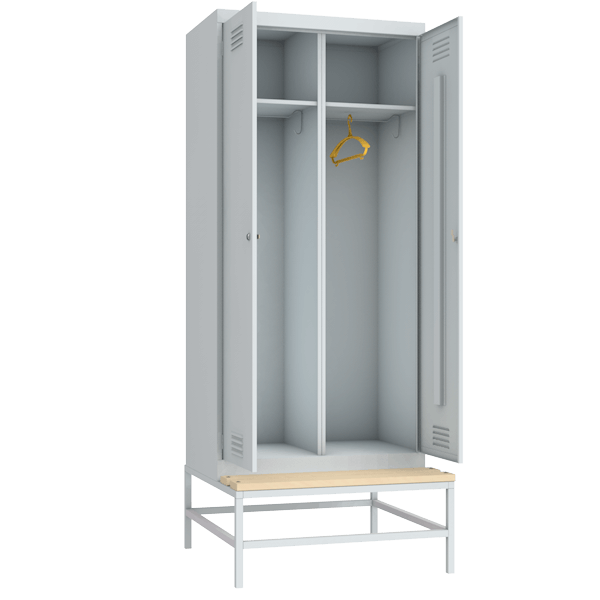 Гардеробный шкаф для одежды на подставке с деревянной скамьей артикул 22805