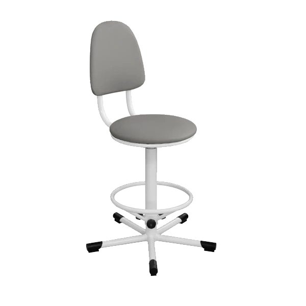 промышленный стул светло-серый кр03 каркас белый фото