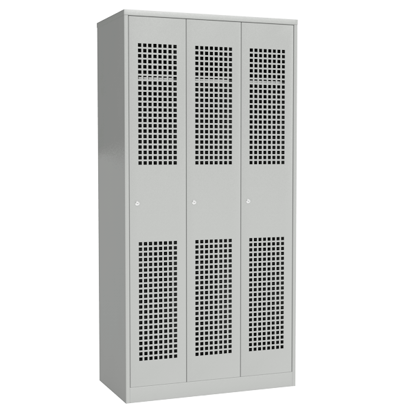 шкаф железный для раздевалок с перфорированными дверьми фото