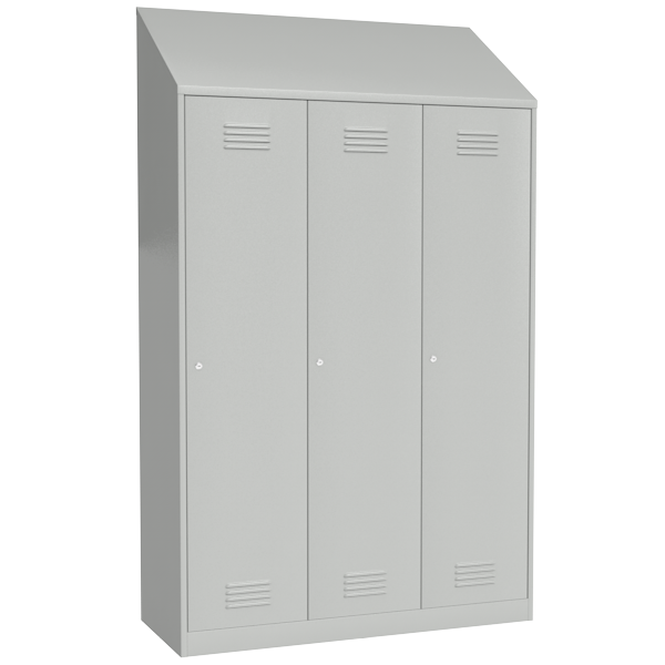 шкаф металлический в раздевалку с наклонной крышей фото