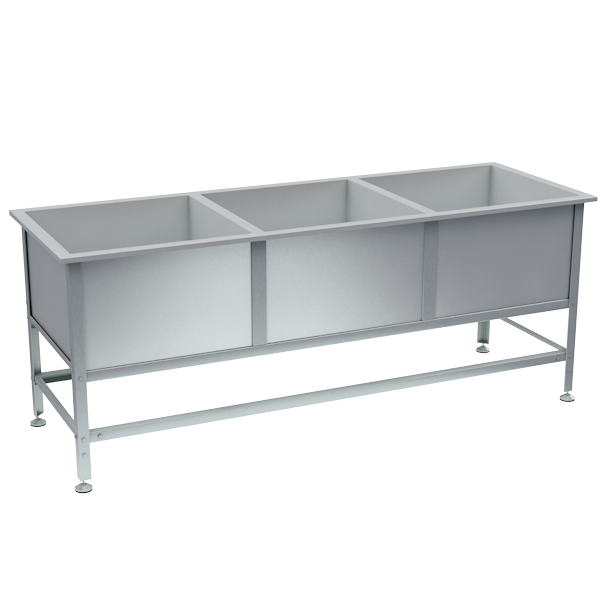 ванна моечная 3 раковины 870x2300x800 фото