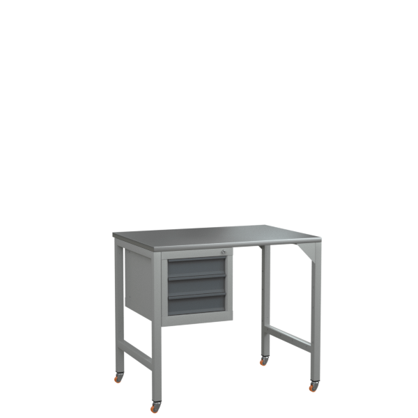 верстак слесарный 1000 на колесах с тумбой с 3 выдвижными ящиками фото