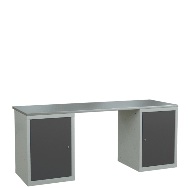 верстак 2000 с 2 тумбами с дверцами и полками фото