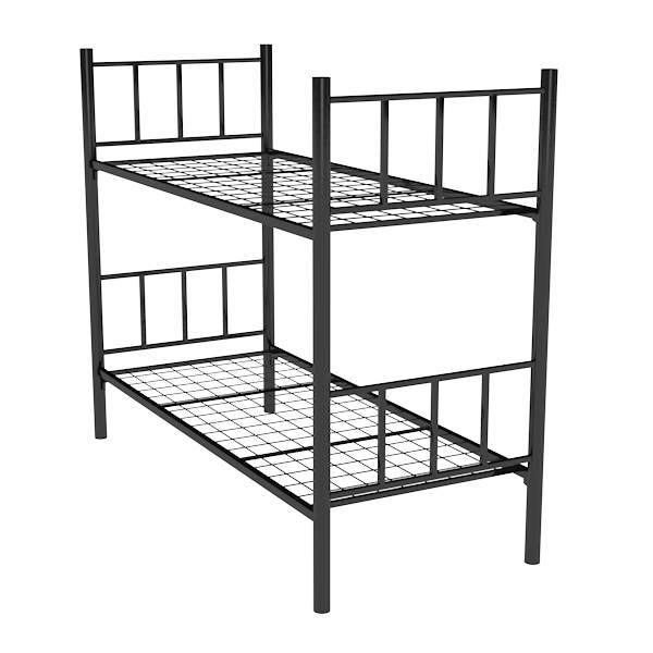 Металлическая двухъярусная кровать с лестницей