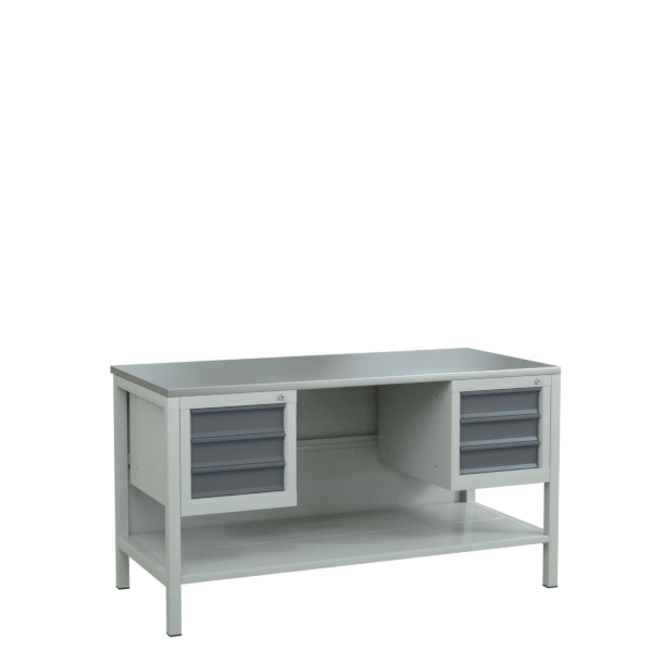 верстак 1500 сборный с 2 подвесными тумбами на 3 ящика фото