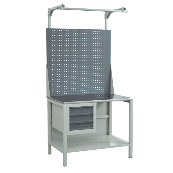 верстак 1000 с тумбой с 3 выдвижными ящиками и двойным экраном фото