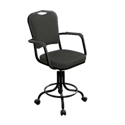 кресло лабораторное на винтовой опоре серое кр02-1 каркас черный фото