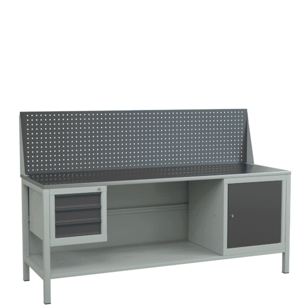 верстак 2000 с экраном, распашной тумбой и подвесной тумбой с 3 ящиками фото