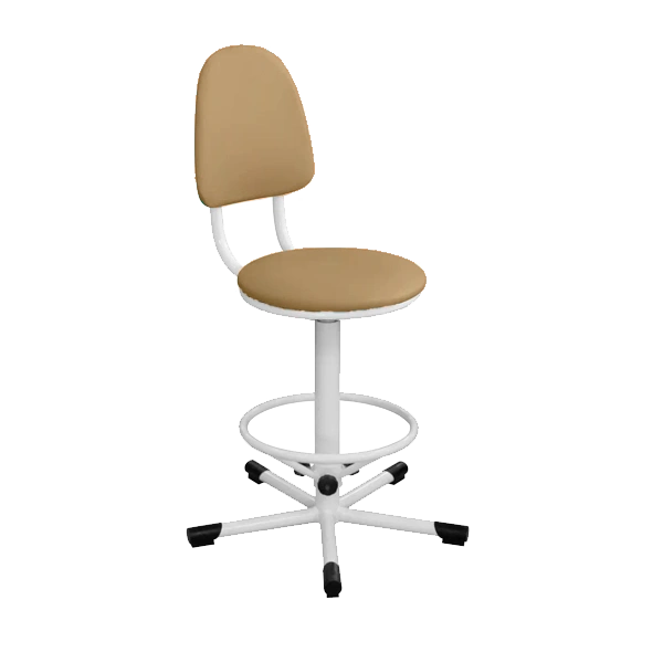 промышленный стул бежевый кр03 каркас белый фото