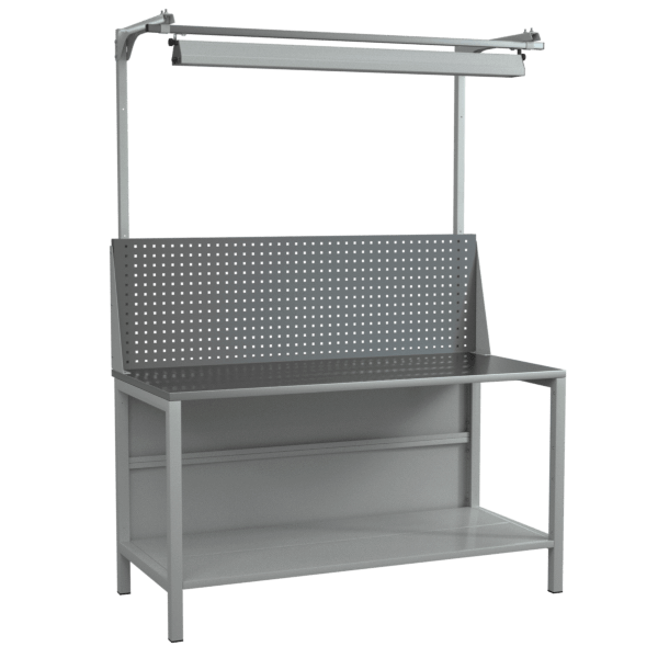 верстак 1500 с экраном, полкой и светодиодным светильником фото