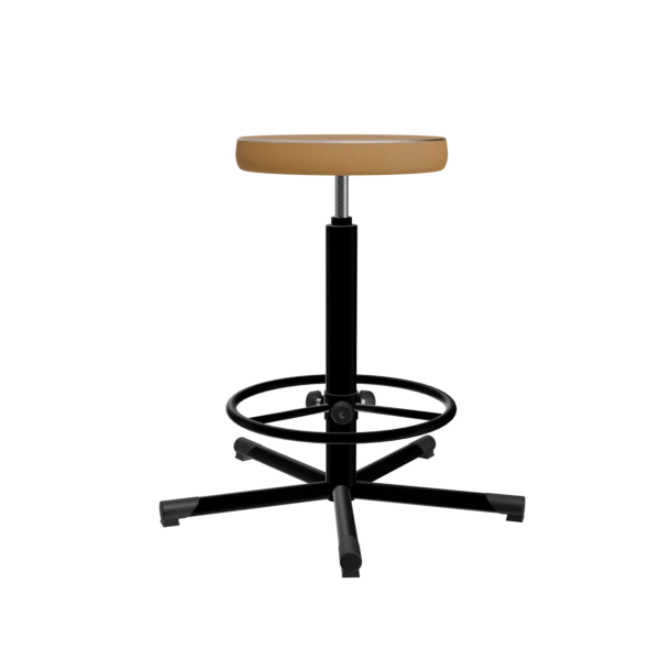 табурет на винтовой опоре бежевый т02-1 каркас черный фото