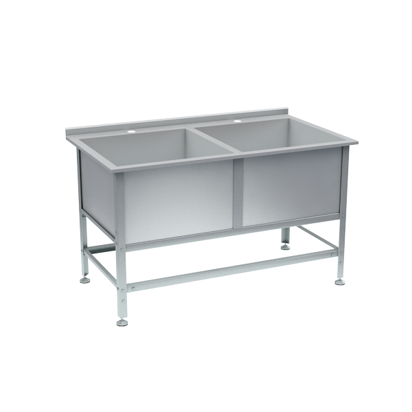 ванна моечная с бортом 2 раковины 870x1550x850 фото