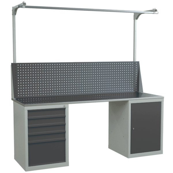 верстак 2000 с экраном с консолями, выдвижной и распашной тумбами фото