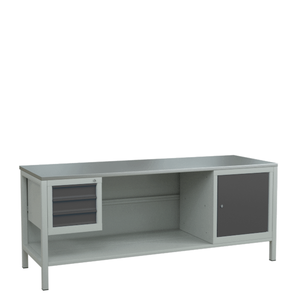 верстак 2000 с распашной тумбой и подвесной тумбой с 3 ящиками фото