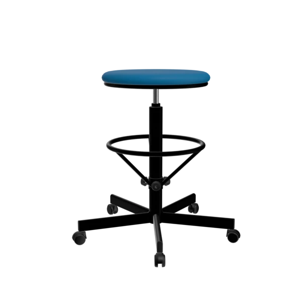 табурет с усиленной опорой для ног синий т03/к каркас черный фото
