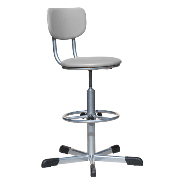 кресло на винтовой опоре светло-серое кр02 каркас белый фото