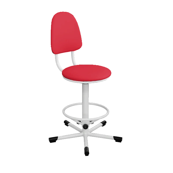 промышленный стул красный кр03 каркас белый фото