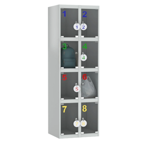 шкаф для сумок на 8 ячеек с дверцами из оргстекла