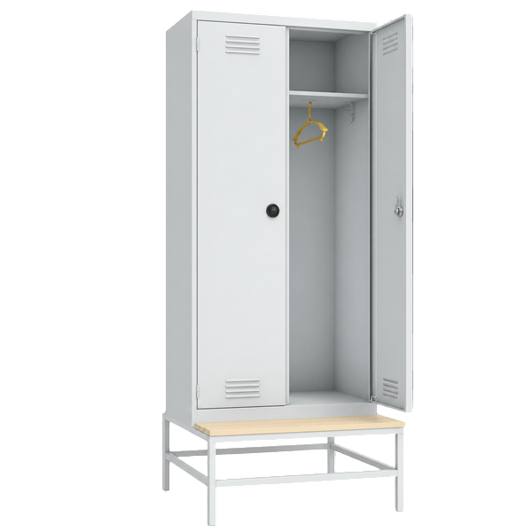 шкаф 2000x800x770 на подставке с деревянной скамьей с электронным замком