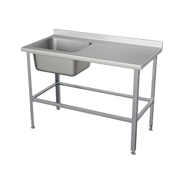 цельнотянутая ванна 1 мойка со столом и бортом 870x1200x600 фото