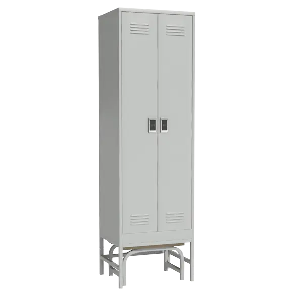 металлический шкаф для одежды на подставке со скамьей и электронным замком фото