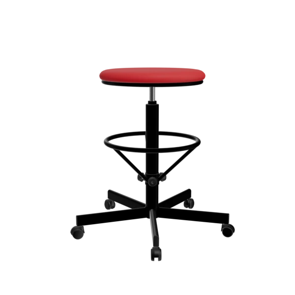 табурет с усиленной опорой для ног красный т03/к каркас черный фото