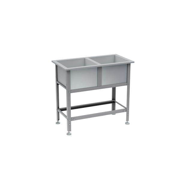 ванна моечная 2 раковины 870x1010x530 фото