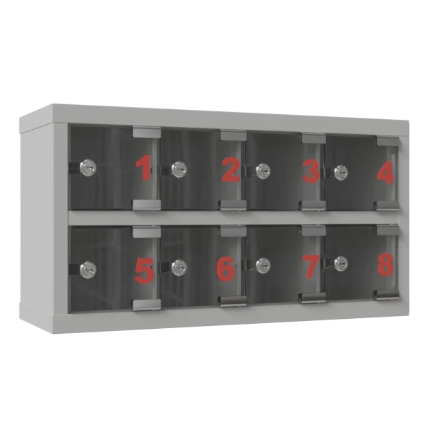 шкаф для хранения мобильных телефонов шм 8 с дверками из оргстекла