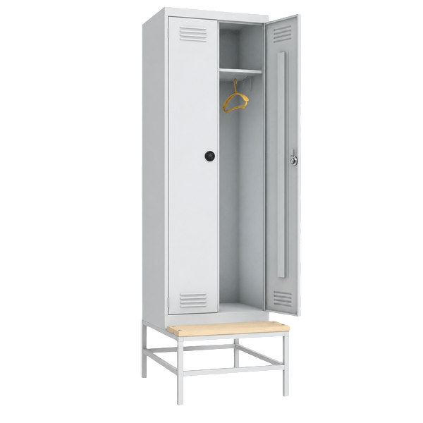 шкаф 2000x600x770 на подставке с деревянной скамьей с электронным замком