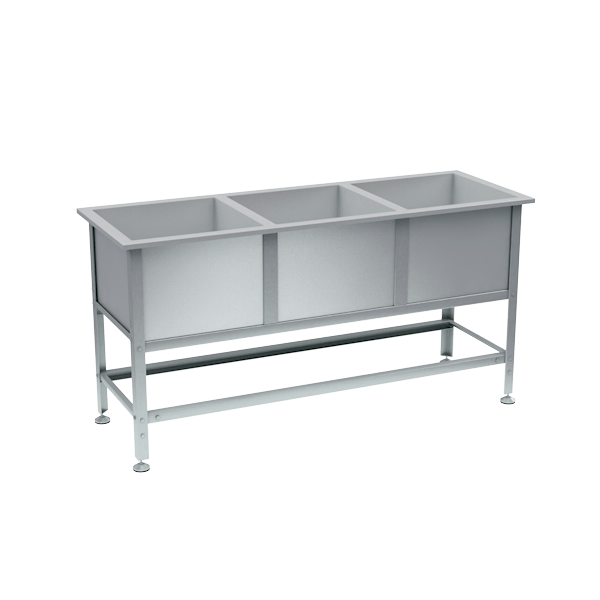 ванна моечная 3 раковины 870x1790x630 фото