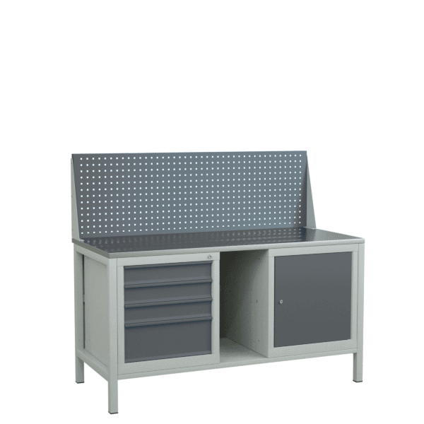 верстак 1500 с экраном, 2 инструментальными тумбами и полкой фото