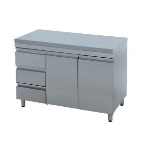 стол технологический из нержавеющей стали с выдвижными ящиками 870x1200x600 фото