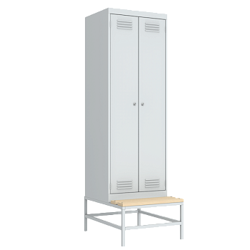 шкаф для одежды на подставке с деревянной скамьей фото