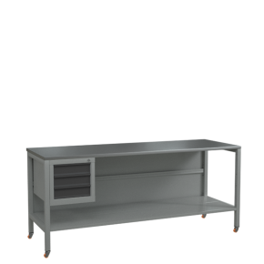 верстак 2000 с колесами, полкой и подвесной тумбой с 3 выдвижными ящиками фото