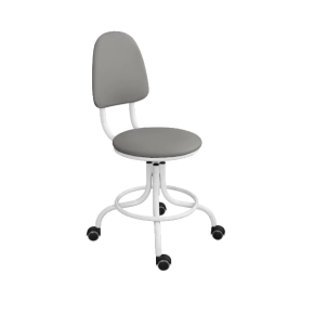 кресло на винтовой опоре светло-серое кр01 каркас белый фото