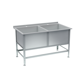 ванна моечная с бортом 2 раковины 870x1550x850 фото