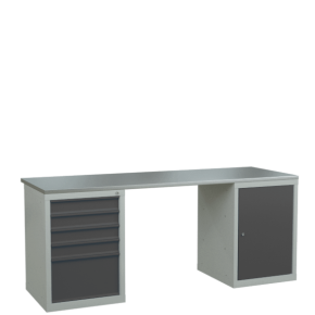 верстак 2000 с выдвижной и распашной тумбами фото