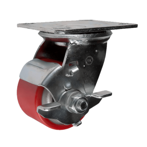 колесо большегрузное поворотное с тормозом (полиуретан) 200 мм фото