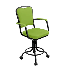 кресло лабораторное на винтовой опоре светло-зеленое кр02-1 каркас черный фото