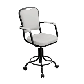 кресло лабораторное на винтовой опоре белое кр02-1 каркас черный фото