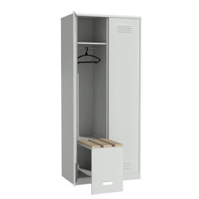 шкаф для раздевалок двухстворчатый с откидной скамьей фото