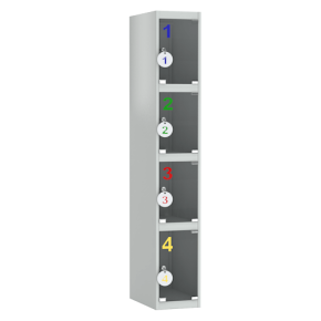 шкаф для сумок на 4 ячейки с дверцами из оргстекла фото