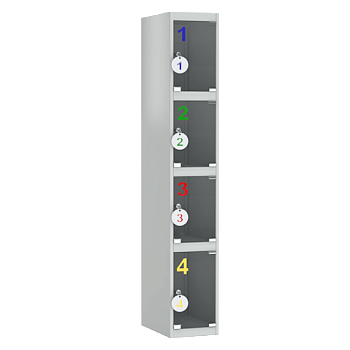 шкаф для сумок на 4 ячейки с дверцами из оргстекла фото
