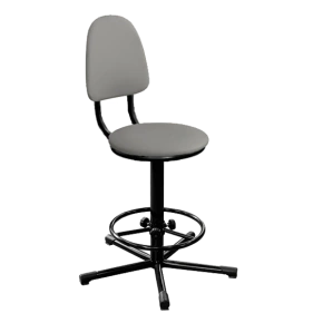 кресло на винтовой опоре светло-серое кр02 каркас черный фото