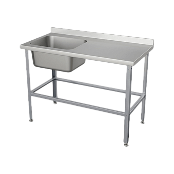 моечная ванна с бортом 1 раковина со столом 870x1200x600 фото